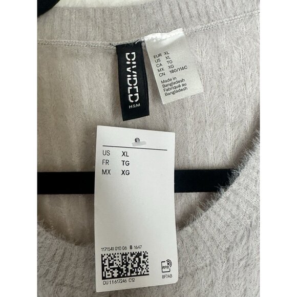 Zara Cropped Crew Neck Grey Sweater Long Cuffs Super Soft Size Xl - Picture 10 of 10